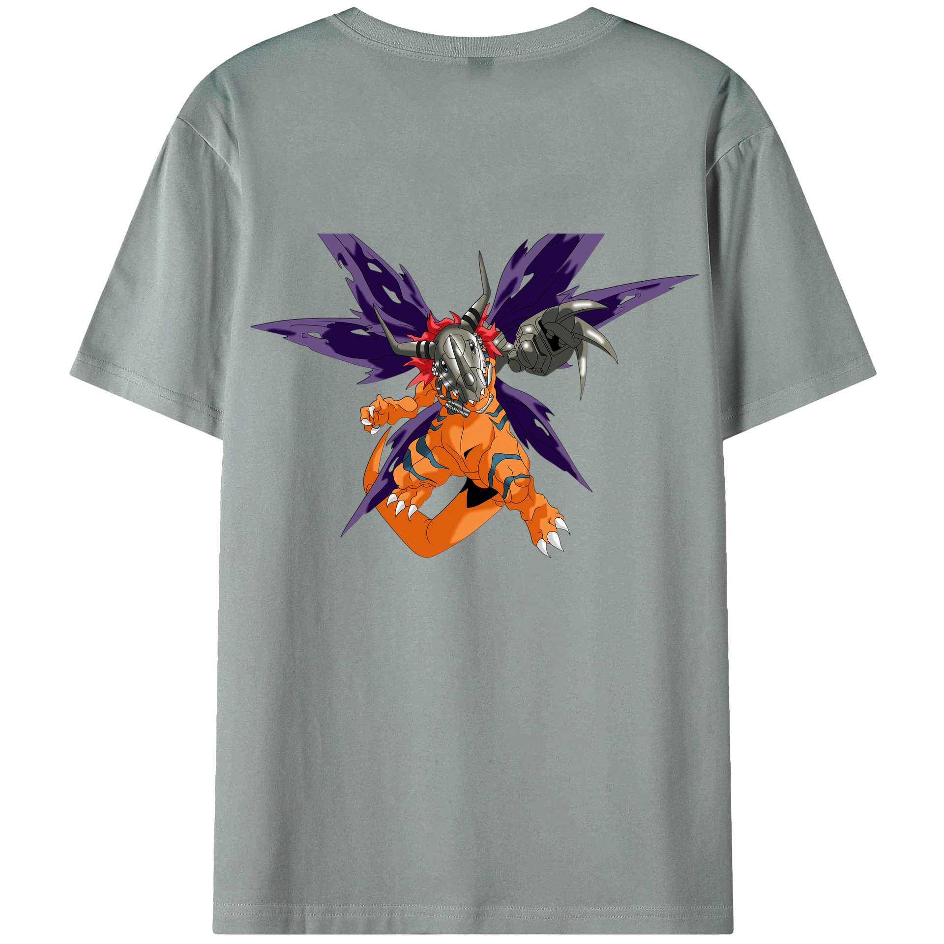 （画像用） Digimon デジタルモンスター/デジモン 綿100％ メンズ半袖Tシャツ（バックプリント） 通気性